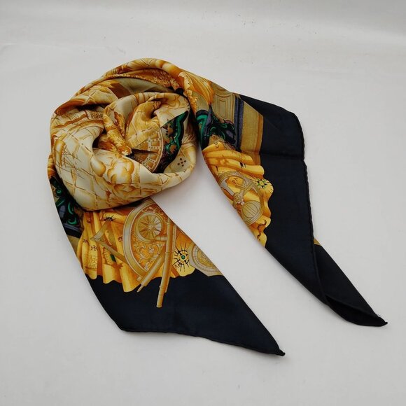 Authentic Hermes Carre 90 Azvlejos Black 100% Silk Scarf mn360-121325 - Picture 2 of 9